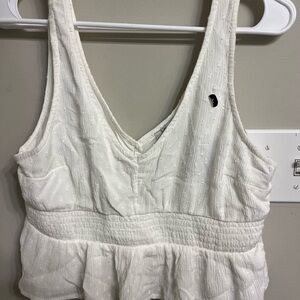 Hollister White Cropped Tank Top